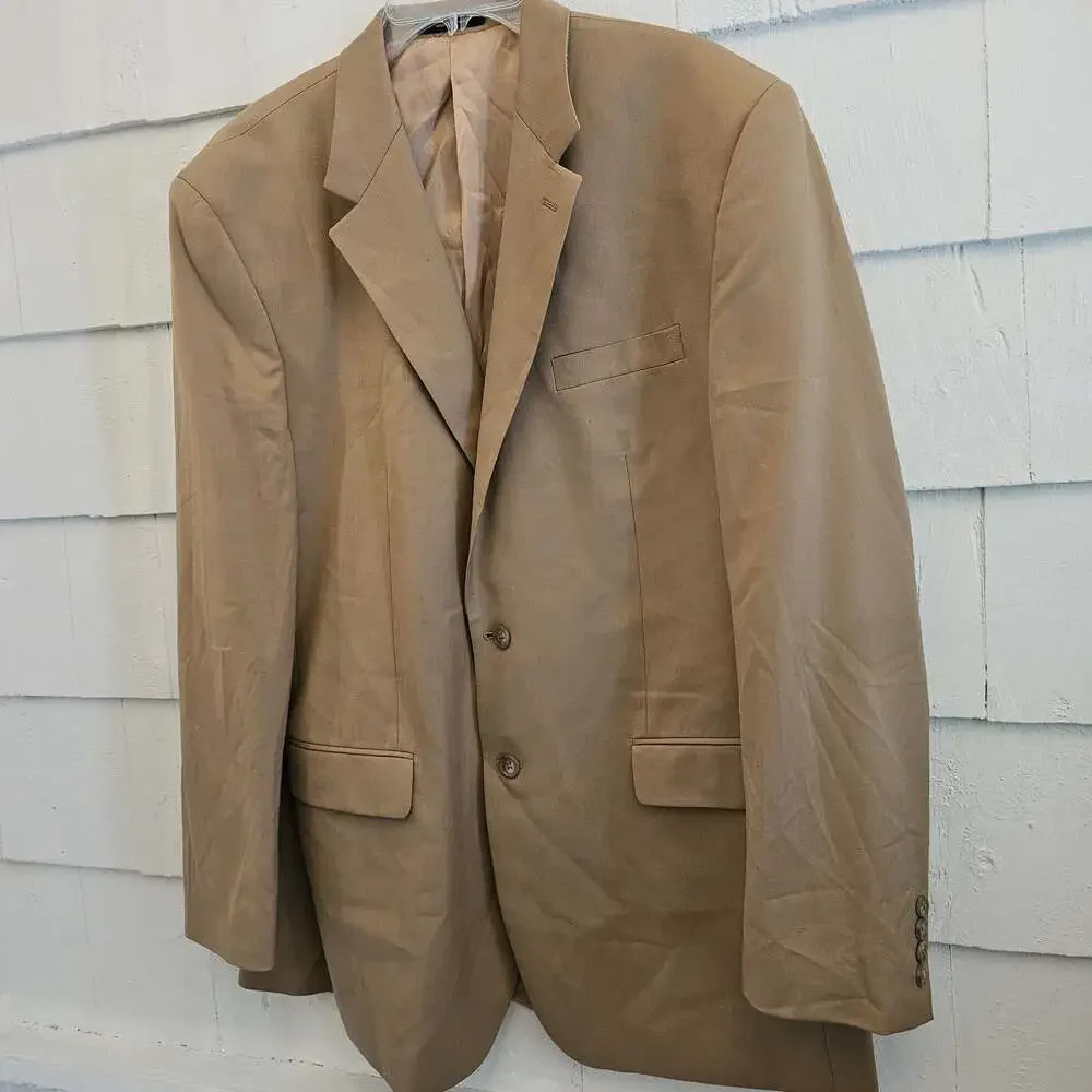 Lauren Ralph Lauren 44L Tan 100% Wool Sport Coat Blazer 2 Button Classic Fit Men